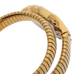 Pre Owned Just Cavalli Mother Of Pearl Yellow Gold Plated Stainless Steel Stylized Snake JC1L001M0025 Women's Wristwatch 22 mm