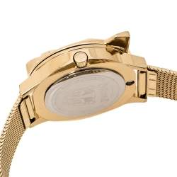 Pre Owned Just Cavalli White Mother Of Pearl Yellow Gold Tone Stainless Steel Just Tiger 7251561502 Women's Wristwatch 34 mm