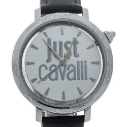 Pre Owned ساعة يد نسائية جست كافالي "جي سي1ألأ007أل0015" شعار الماركة ستانلس ستيل بيضاء 34 مم