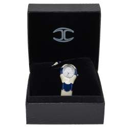 Pre Owned ساعة يد نسائية جاست كافالي بويزون سوار جلد ثعبان ستانلس ستيل إيناميل فضية 27 مم