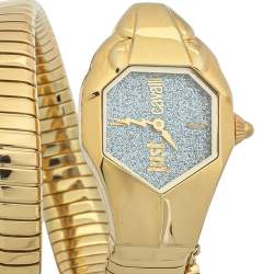 Pre Owned ساعة يد نسائية جاست كافالي سربنت جي سي1أل00أم0135 ستانلس ستيل مطلي ذهب أصفر فضية غليتر 35 مم