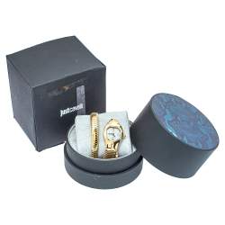 Pre Owned ساعة يد نسائية جاست كافالي سر بنت جي سي1أل00أم0135 ستانلس ستيل مطلي ذهب أصفر فضية غليتر 35 مم