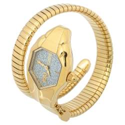 Pre Owned ساعة يد نسائية جاست كافالي سربنت جي سي1أل00أم0135 ستانلس ستيل مطلي ذهب أصفر فضية غليتر 35 مم