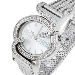Pre Owned Just Cavalli Silver Stainless Steel Sin R7253591503 Women's Wristwatch 35 mm
