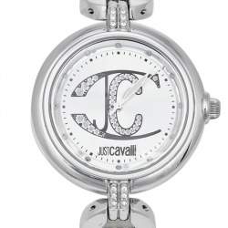 Pre Owned Just Cavalli Silver Stainless Steel Midnight R725315454 Women's Wristwatch 41 mm