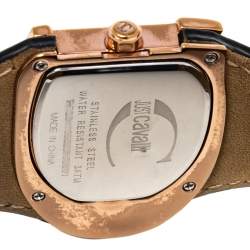 Pre Owned Just Cavalli Black Rose Gold Plated Stainless Steel JC Logo 2H 7251160525 Women's Wristwatch 35 mm