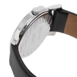 Pre Owned Just Cavalli Silver Stainless Steel Leather Moon 3H R7251103501 Women's Wristwatch 38 mm