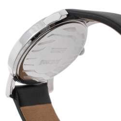 Pre Owned Just Cavalli Silver Stainless Steel Leather Moon 3H R7251103501 Women's Wristwatch 38 mm