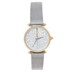 Pre Owned Just Cavalli Silver Two-Tone Stainless Steel Animaller JC1L085M0095 Women's Wristwatch 32 mm