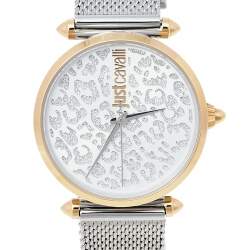 Pre Owned Just Cavalli Silver Two-Tone Stainless Steel Animaller JC1L085M0095 Women's Wristwatch 32 mm