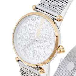 Pre Owned Just Cavalli Silver Two-Tone Stainless Steel Animaller JC1L085M0095 Women's Wristwatch 32 mm