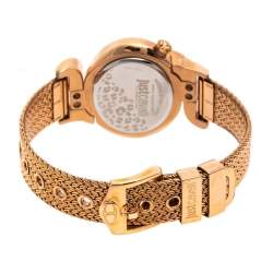 Pre Owned ساعة يد نسائية جاست كافالي سين 7253591506 ستانلس ستيل لون ذهب وردي بني 35 مم