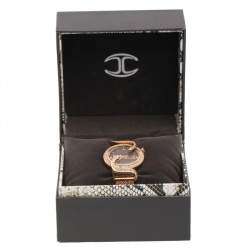 Pre Owned ساعة يد نسائية جاست كافالي سين 7253591506 ستانلس ستيل لون ذهب وردي بني 35 مم