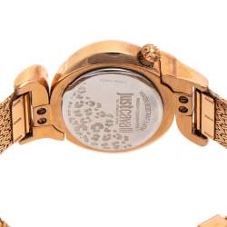 Pre Owned ساعة يد نسائية جاست كافالي سين 7253591506 ستانلس ستيل لون ذهب وردي بني 35 مم