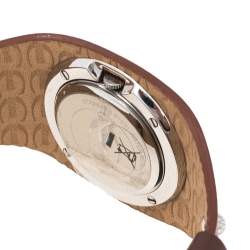 Pre Owned Just Cavalli White Stainless Steel Leather R7251575545 Women's Wristwatch 31 mm