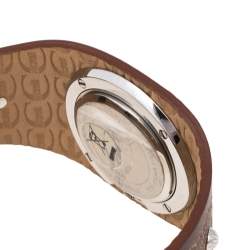 Pre Owned Just Cavalli White Stainless Steel Leather R7251575545 Women's Wristwatch 31 mm