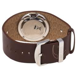 Pre Owned Just Cavalli White Stainless Steel Leather R7251575545 Women's Wristwatch 31 mm