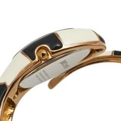 Pre Owned Just Cavalli Black Enamel & Rose Gold Tone Metal Poison 7253153506 Women's Wristwatch 27 mm