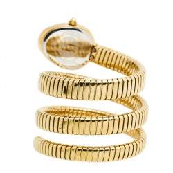 Pre Owned Just Cavalli Green Yellow Gold Plated Stainless Steel Chic Snake JC1L120M0035 Women's Wristwatch 23 mm