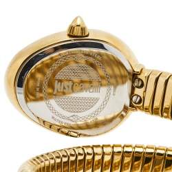 Pre Owned Just Cavalli Green Yellow Gold Plated Stainless Steel Chic Snake JC1L120M0035 Women's Wristwatch 23 mm