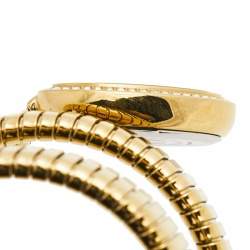 Pre Owned Just Cavalli Green Yellow Gold Plated Stainless Steel Chic Snake JC1L120M0035 Women's Wristwatch 23 mm