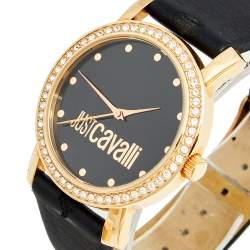 مملوكة مسبقًا ساعة يد نسائية جست كافالي مون  R7251103625 ساتان ستانلس ستيل مطلي ذهب وردي سوداء  38 مم