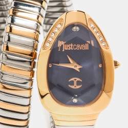 Pre Owned Just Cavalli Blue Two Tone Stainless Steel JC1L209M0085 Women's Wristwatch 22 mm