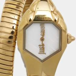 Just Cavalli Mother Of Pearl Gold Plated Stainless Steel Serpent 1L001 Women's Wristwatch 22 mm