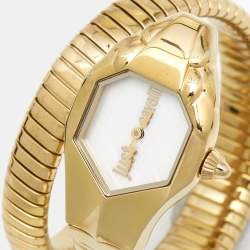 Just Cavalli Mother Of Pearl Gold Plated Stainless Steel Serpent 1L001 Women's Wristwatch 22 mm