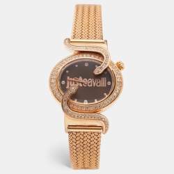 Just Cavalli Brown Rose Gold Tone Stainless Steel Sin 7253591506 Women's Wristwatch 35 mm