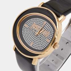 Just Cavalli Black Rose Gold Plated Stainless Steel Leather Lac R7251186505 Women's Wristwatch 42 mm