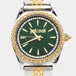 Just Cavalli Green Two Tone Stainless Steel Glam JC1L239M0105 Women's Wristwatch 30 mm 