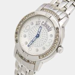 Just Cavalli Silver Crystal Embellished Stainless Steel R7253161515 Women's Wristwatch 34 mm