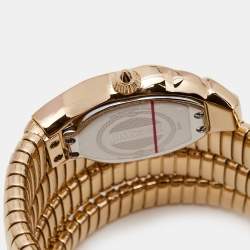 Pre Owned Just Cavalli Glittered Champagne Rose Gold Plated Stainless Steel Glam Chic JC1L115M0035 Women's Wristwatch 22 mm