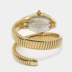 Pre Owned Just Cavalli Mother Of Pearl Yellow Gold Plated Stainless Steel Serpent JC1L001M0026 Women's Wristwatch 22 mm