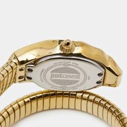 Pre Owned Just Cavalli Mother Of Pearl Yellow Gold Plated Stainless Steel Serpent JC1L001M0026 Women's Wristwatch 22 mm