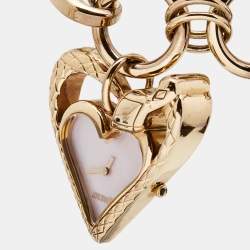 Pre Owned Just Cavalli Pink Mother Of Pearl Gold Plated R7253424645 Women's Wristwatch 39 mm