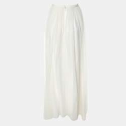 Pre Owned Kage Off White Knit Fabric Pleated Maxi Skirt S