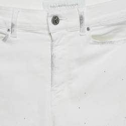 Karl Lagerfeld White Splatter Print Denim Jeans S Waist 27"