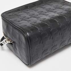 Pre Owned Karl Lagerfeld Black Embossed Leather Pouch