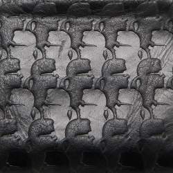 Pre Owned Karl Lagerfeld Black Embossed Leather Pouch