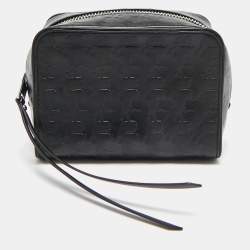 Pre Owned Karl Lagerfeld Black Embossed Leather Pouch