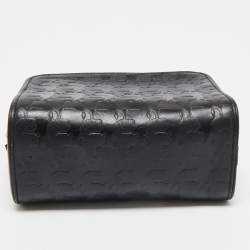 Pre Owned Karl Lagerfeld Black Embossed Leather Pouch