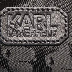 Pre Owned Karl Lagerfeld Black Embossed Leather Pouch