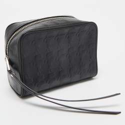 Pre Owned Karl Lagerfeld Black Embossed Leather Pouch