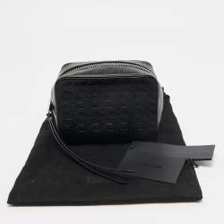 Pre Owned Karl Lagerfeld Black Embossed Leather Pouch