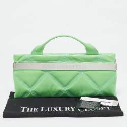 Karl Lagerfeld Light Green Logo Quilted Leather K/Kross Baguette Bag