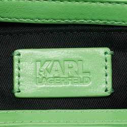 Karl Lagerfeld Light Green Logo Quilted Leather K/Kross Baguette Bag
