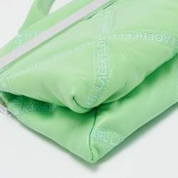 Karl Lagerfeld Light Green Logo Quilted Leather K/Kross Baguette Bag