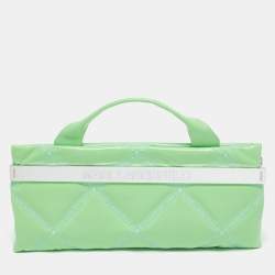 Karl Lagerfeld Light Green Logo Quilted Leather K/Kross Baguette Bag